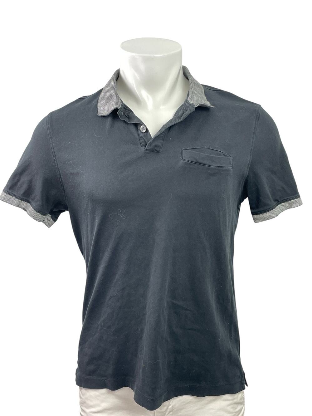 Banana Republic Luxe Touch Black Short Sleeve Performance Polo Shirt Top Size M